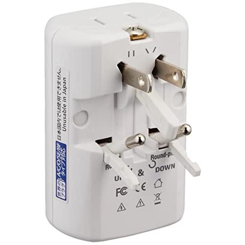 カシムラ(Kashimura) 海外用 変換プラグ 2口電源 + USB2.1Aポート 世界対応 電...