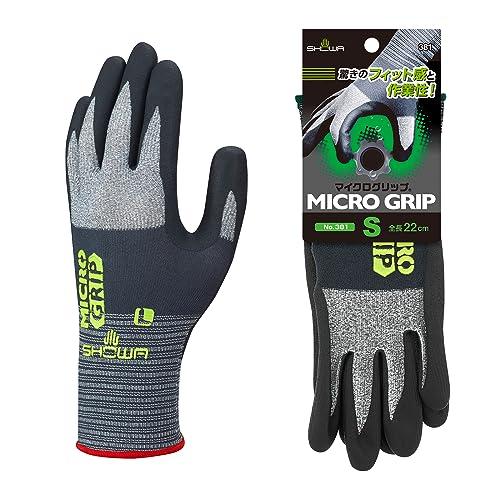 ショーワグローブ 軽作業用手袋 No.381 マイクログリップ(タグ付) グレー Sサイズ 1双