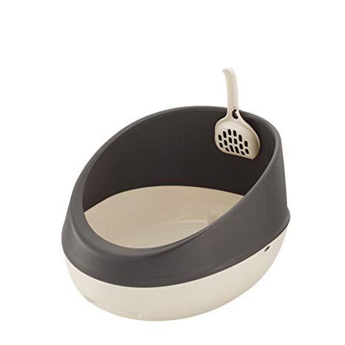 リッチェル 猫用トイレ本体 ラプレ ネコトイレ ハーフカバー ダークグレー