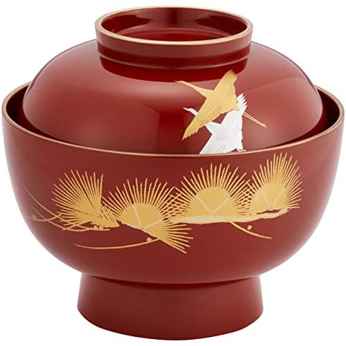 まえじゅう漆器 大名雑煮椀 飛翔 赤渕金 朱 伝統工芸 山中塗り 日本製 3T-405