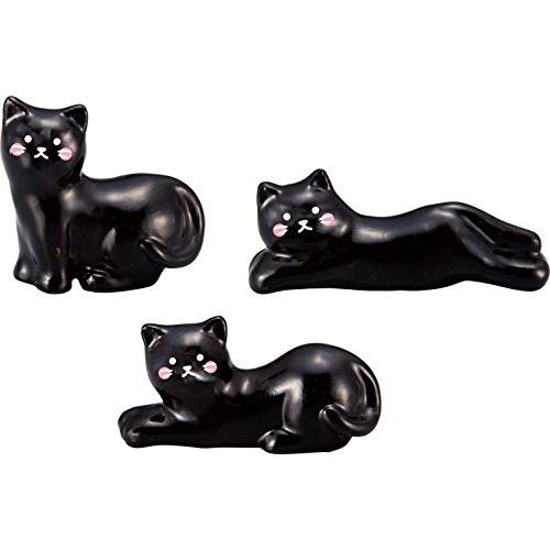 サンアート かわいい食器 「 猫 のキッチン用品 」 黒ねこ(3個セット) 箸置き SAN2397