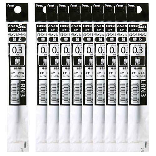 ぺんてる ボールペン替芯 エナージェル 0.3mm XLRN3-A 黒 10本