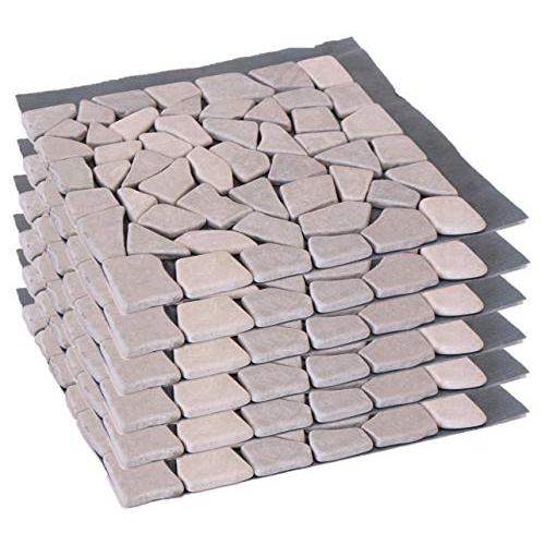 リビングアウト(Living Out) 天然石マット 6枚セット 防草シート付き 敷くだけ - グリ...