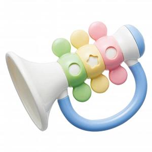 トイローヤル やさしい音色のラッパ ( 水洗い可能 / ラトル ) 無塗装 ネジ不要 ( にぎりやすい / 指遊び ) 赤ちゃん ベビー用品｜hapitize