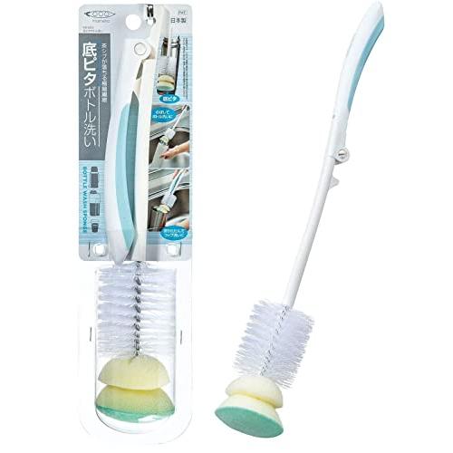 まめいた キッチン クリーナー 底ピタボトル洗い ホワイト 伸長時約長さ39×幅3.5×奥行4 伸縮...
