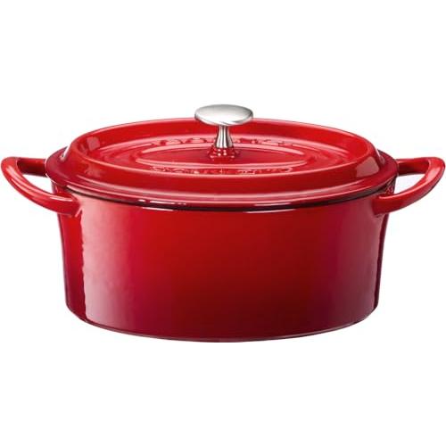 イシガキ 両手鍋 鉄鋳物 オーバル 11cm 幅15.5×奥行9×高さ7.4cm レッド ボン・ボネ...