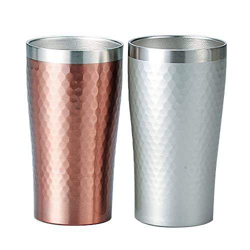 maebata 真空断熱 タンブラー ペアセット ブロンズ&amp;シルバー 340ml サーモステンレス ...