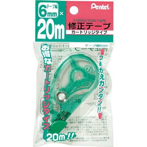 ぺんてる 修正テープ20m(つめかえタイプ) 緑 XZT506W 6mm