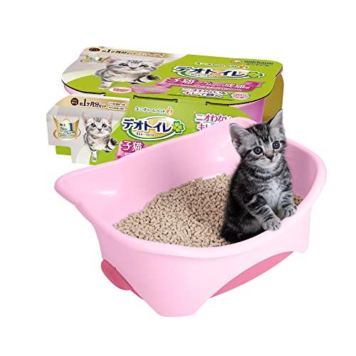 デオトイレ本体セット 約1か月分 猫砂・シート付 猫用トイレ本体 子猫~5kgの成猫用 ツートンピン...