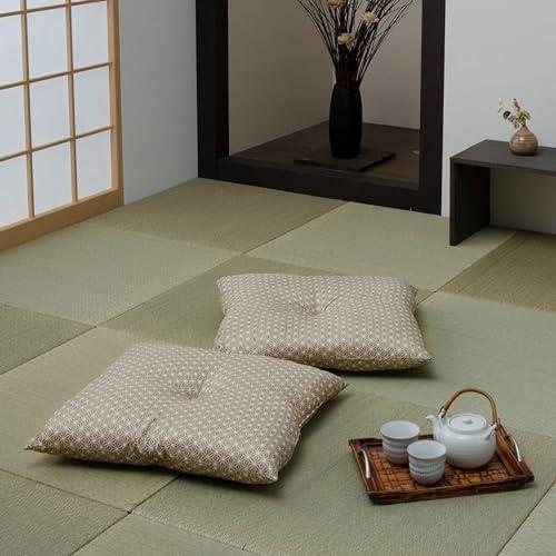 イケヒコ・コーポレーション 座布団 銘仙判 日本製 錦 ベージュ 約55cn×59cm 2枚組 35...
