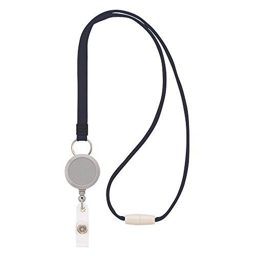 ライオン事務器 名札用ストラップ 80cm N-5P-BK ブラック リール付