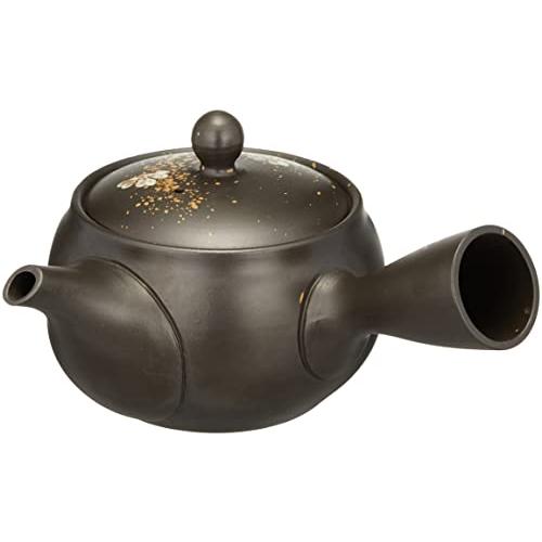 常滑焼 富仙黒ナデシコ帯網 急須 黒 280ml F807