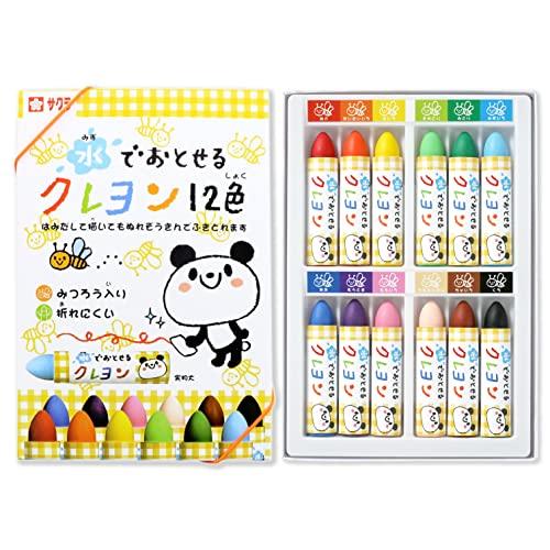 サクラクレパス 水でおとせるクレヨン 12色 WYL12
