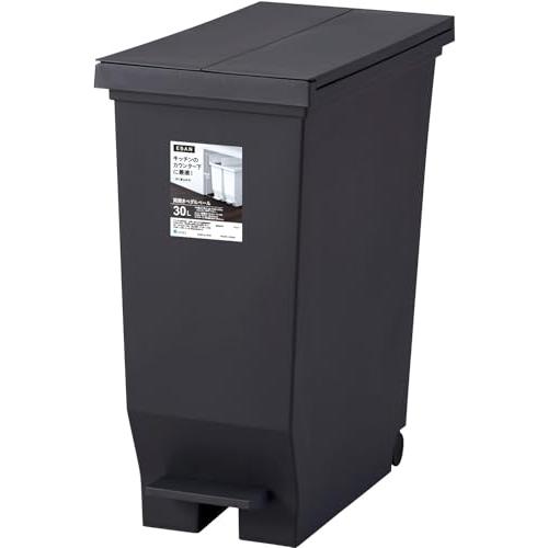 アスベル フタ付きゴミ箱 両開きペダル カウンター下収納可 30L 黒 衛生的 A6303