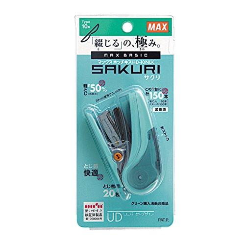マックス ホッチキス サクリ 20枚とじ 予備針100本収納 ライトブルー HD-10NLK/LB