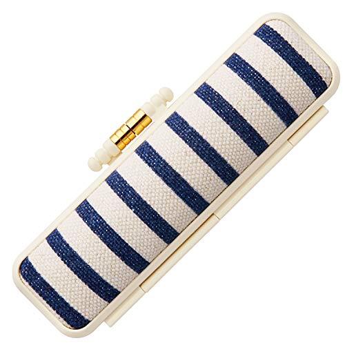 シャチハタ 印鑑ケース 帆布ボーダー柄 青 THC-PS19-1