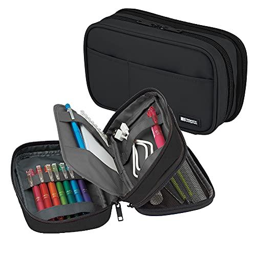 リヒトラブ ペンケース ブックタイプ ダブル ジェットブラック 海外モデル A7555-124