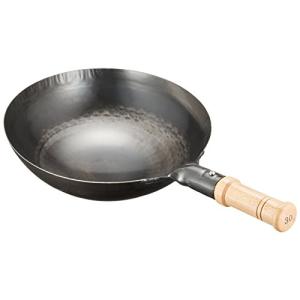 山田工業所 片手 中華鍋 鉄製 打出 木柄 ハンドル 30cm｜hapitize