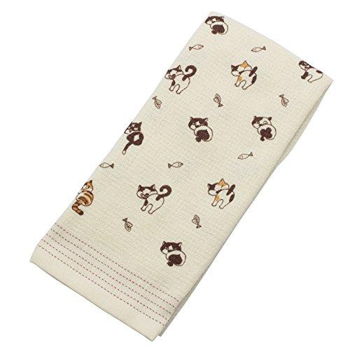 今治産タオル フェイスタオル 布ごよみ となりのネコ サンドベージュ 33×100cm 24857