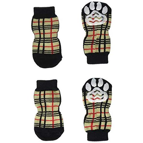 ランジュ (L'ange) DOG SOCKS check beige XL サイズ