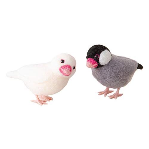 ハマナカ 羊毛フェルトキット アクレーヌでつくる かわいい 小鳥 桜文鳥と白文鳥 H441-526