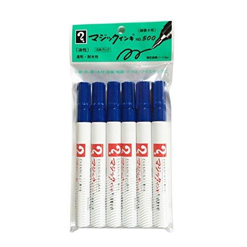寺西化学 マジックインキ 油性ペン No.500 細字 青 6本 M500-T3-6P