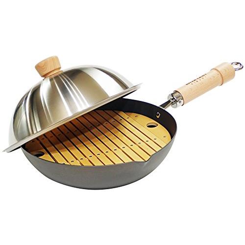 リバーライト 極JAPAN 鉄 蒸し鍋セット 26cm (炒め鍋26cm/ステンレスドーム/竹製蒸し...