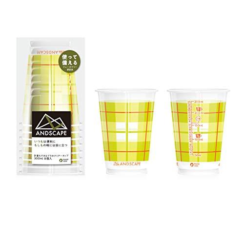 サンナップ クリアカップ チェック 300ML メモリ付き 非常用 アンドスケープ フェーズフリー ...