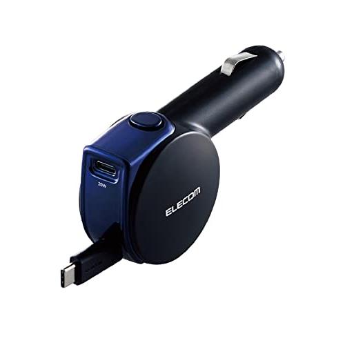 エレコム カーチャージャー シガーソケット 最大35W (20W+15W) USB-C×1ポート U...