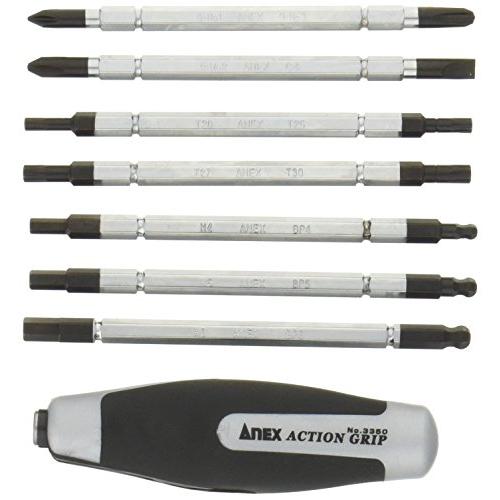 アネックス(ANEX) ドライバー 差替式 アクショングリップ 収納ケース付 ビット7本組 No.3...