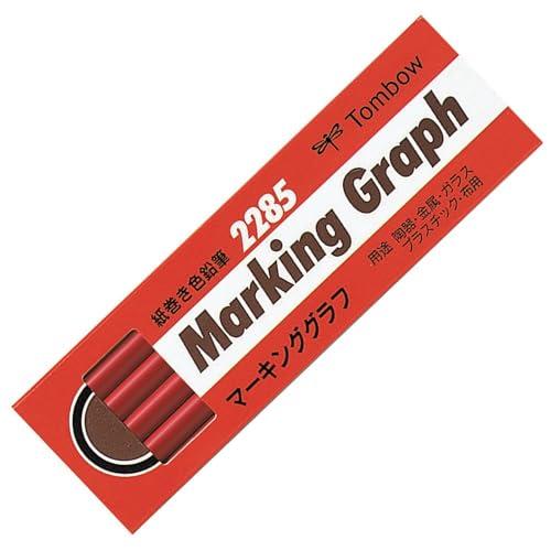 トンボ鉛筆 色鉛筆 紙巻き マーキンググラフ 赤 1ダース 2285-25