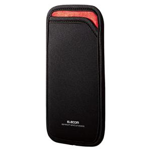エレコム スマホポーチ 1台収納 Sサイズ スリップインタイプ 背面ポケット付 ブラック P-04SNCBK｜hapitize