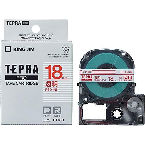 キングジム 純正 テプラPROテープカートリッジ 18mm 透明ラベル/赤文字 長さ8m ST18R