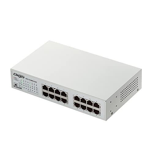 エレコム スイッチングハブ ギガビット 16ポート マグネット付き 電源内蔵 金属筺体 EHC-G1...