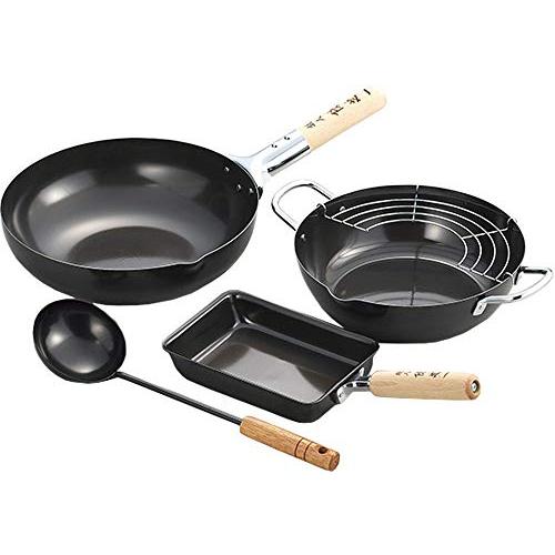 タマハシ フライパン 陳建一プロデュース 北京鍋 28cm 天ぷら鍋 玉子焼き器 鉄 注ぎ口付き I...