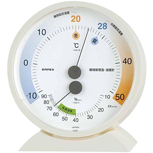 エンペックス気象計 温度湿度計 環境管理温湿度計 省エネさん 置き掛け兼用 日本製 ホワイト TM-...