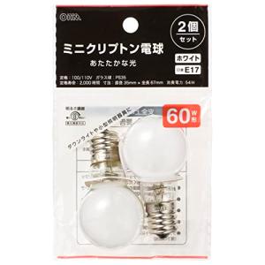 オーム(OHM) 電機 ミニクリプトン電球 E17 60W形 調光機能対応 白熱電球 ホワイト 2個セット LB-PS3554W-2PN 06-｜川西ストア