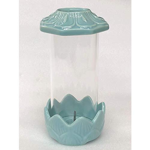 ローソク 立て ［光明燈 （大）青磁］ ガラスホヤ仕様 国産品 非常用 災害用 墓前用