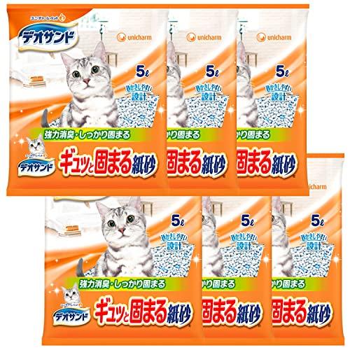しっかり固まるデオサンド ギュッと固まる紙砂 30L(5L×6個) 猫砂 紙タイプ 強力消臭