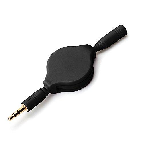 3.5mm ステレオミニプラグ⇔ミニジャック ヘッドホン延長ケーブル リールタイプ 1.0m ブラッ...