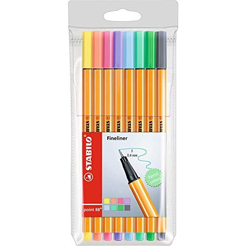 STABILO スタビロ 水性ペン ポイント88 パステル カラー 8色セット 88-8-01