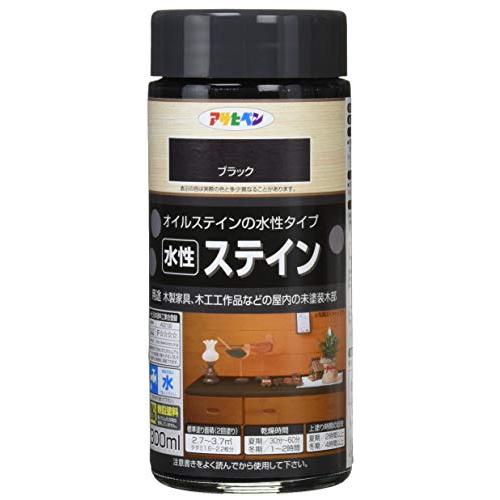 アサヒペン 塗料 ペンキ 水性ステイン 300ML ブラック 水性 艶消し ステイン仕上げ 上塗り不...