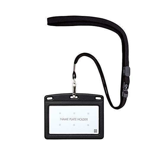 オープン工業 名札 吊下げ名札 レザー調 名刺サイズ 黒 N-123P-BK