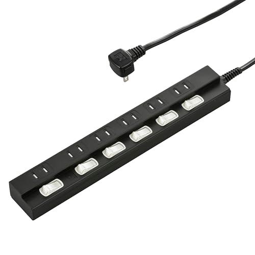 雷に強い節電タップ 6個口 1m 黒_HS-TPK61PBT-K 00-6944