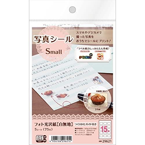 エーワン 写真シール フォト光沢紙 15面 5シート 29621