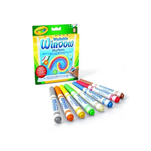 クレヨラ 窓に描けるマーカーペン 8色 水で落とせる窓用ペン window markers 5881...