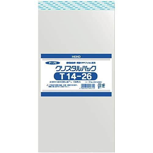 シモジマ ヘイコー 透明 OPP袋 クリスタルパック テープ付 14×26cm 100枚 T14-2...