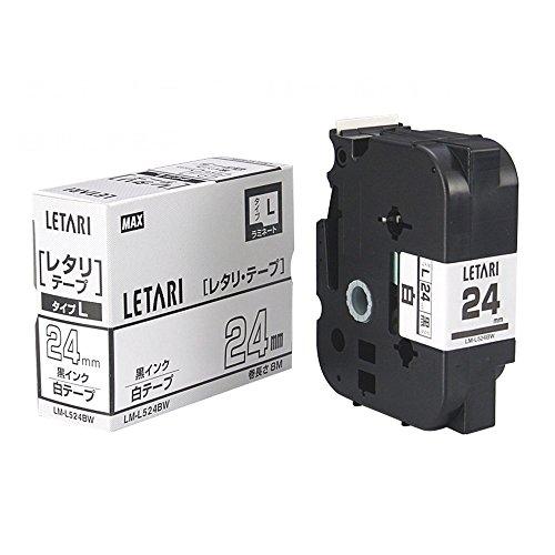 マックス ビーポップミニ テープカセット テープ幅24mm 白地に黒文字 LM-L524BW