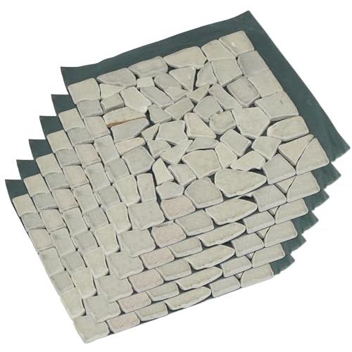 リビングアウト(Living Out) 天然石マット 30×30cm 6枚セット グリーン タイル ...