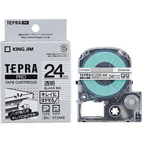 キングジム 純正 テプラPROテープカートリッジ キレイにはがせるラベル 24mm 透明ラベル/黒文...